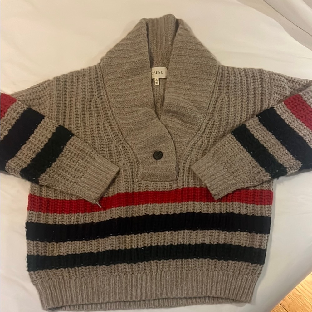 The Great. Striped Henley Pullover Sweater